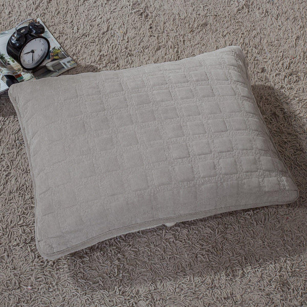 DaDa Bedding Corduroy Sherpa Backside Soft Grey Quilted Pillow Sham - 1-Piece (JHW858)