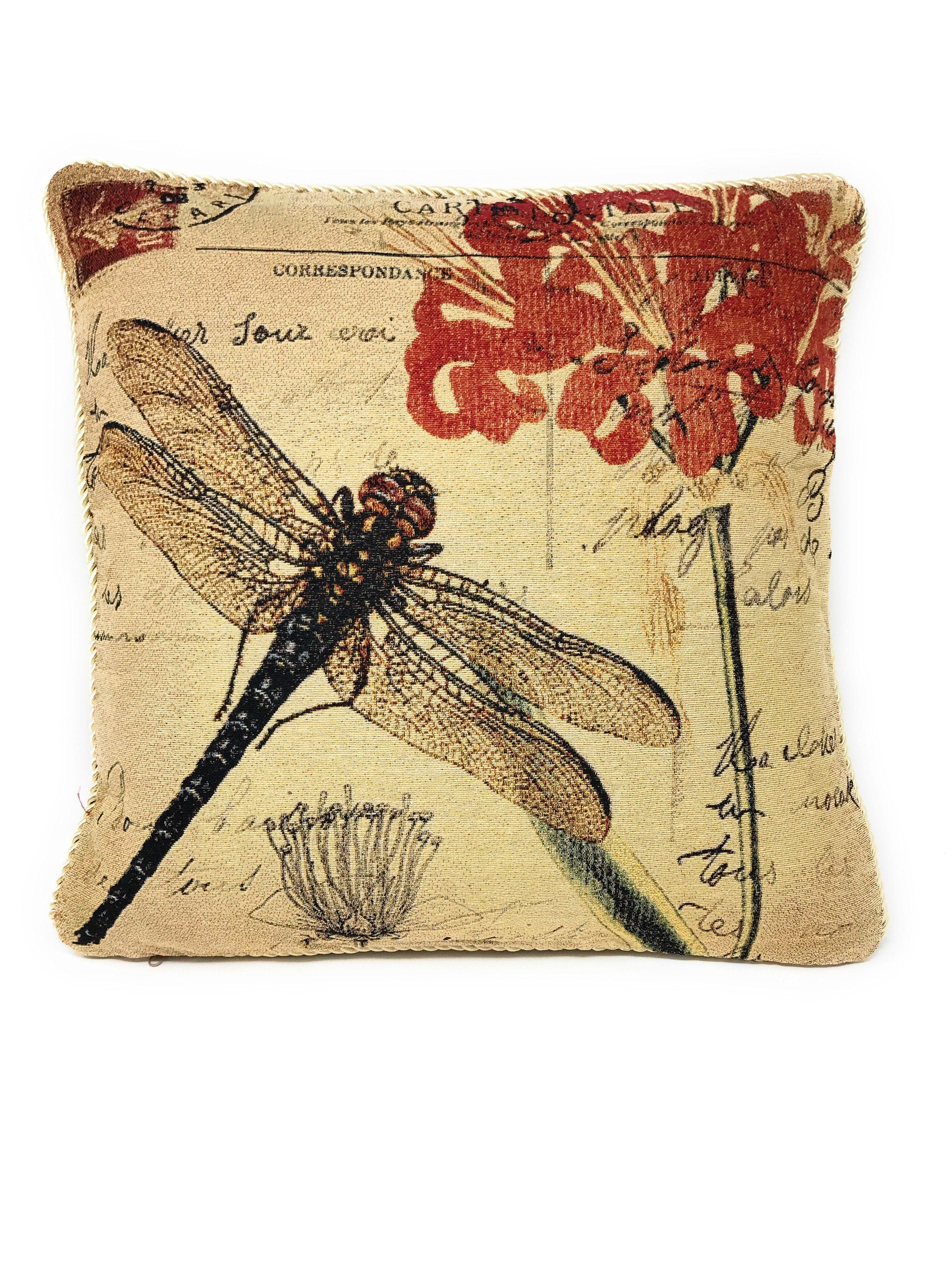 DaDa Bedding Set of 2-Pieces Dragonfly Dreams Nature Garden Tapestry Throw Pillow Covers w/ Inserts - 18