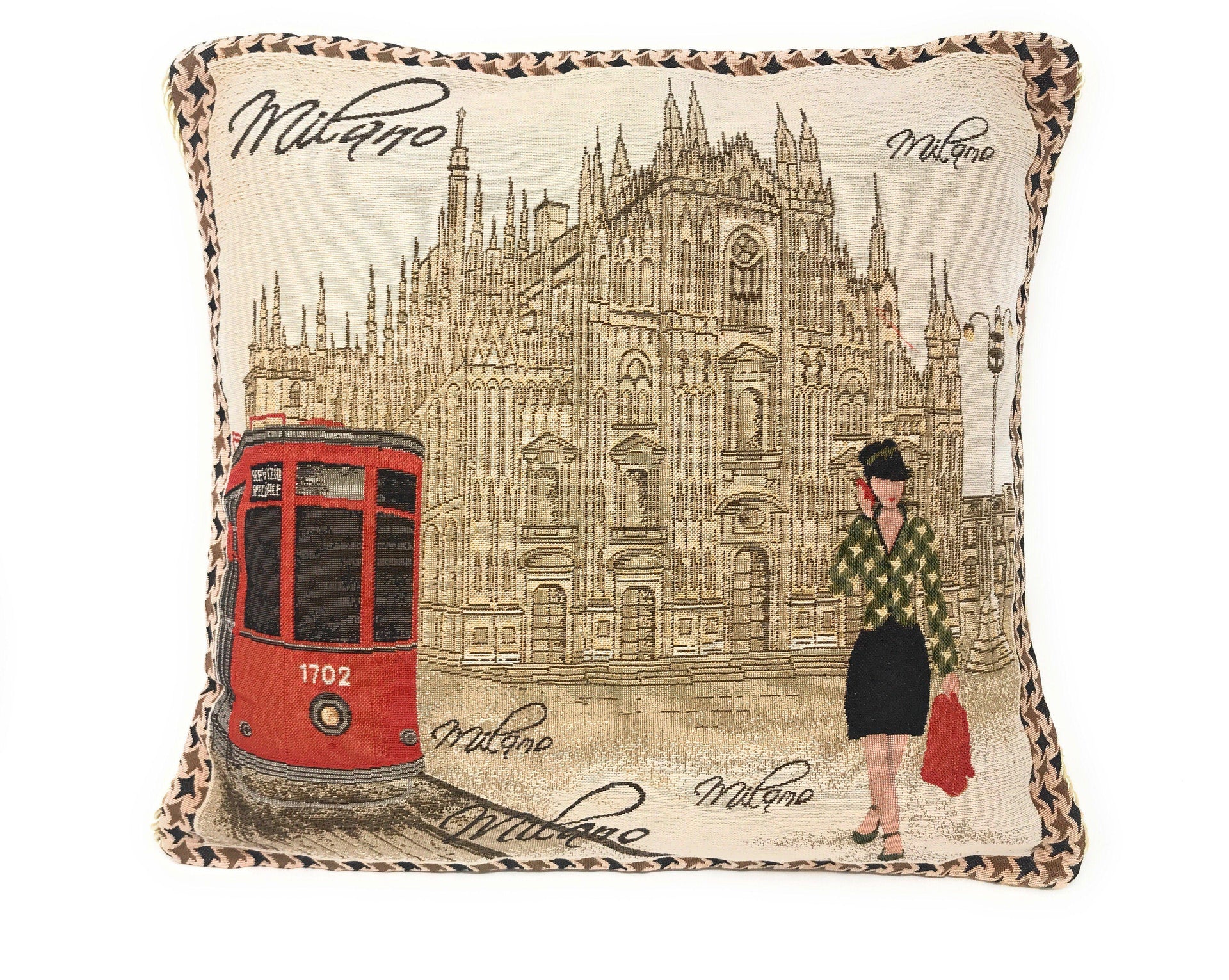 DaDa Bedding Set of 2-Pieces Postcard Milan Tapestry Throw Pillow Covers w/ Pillow Inserts, 18