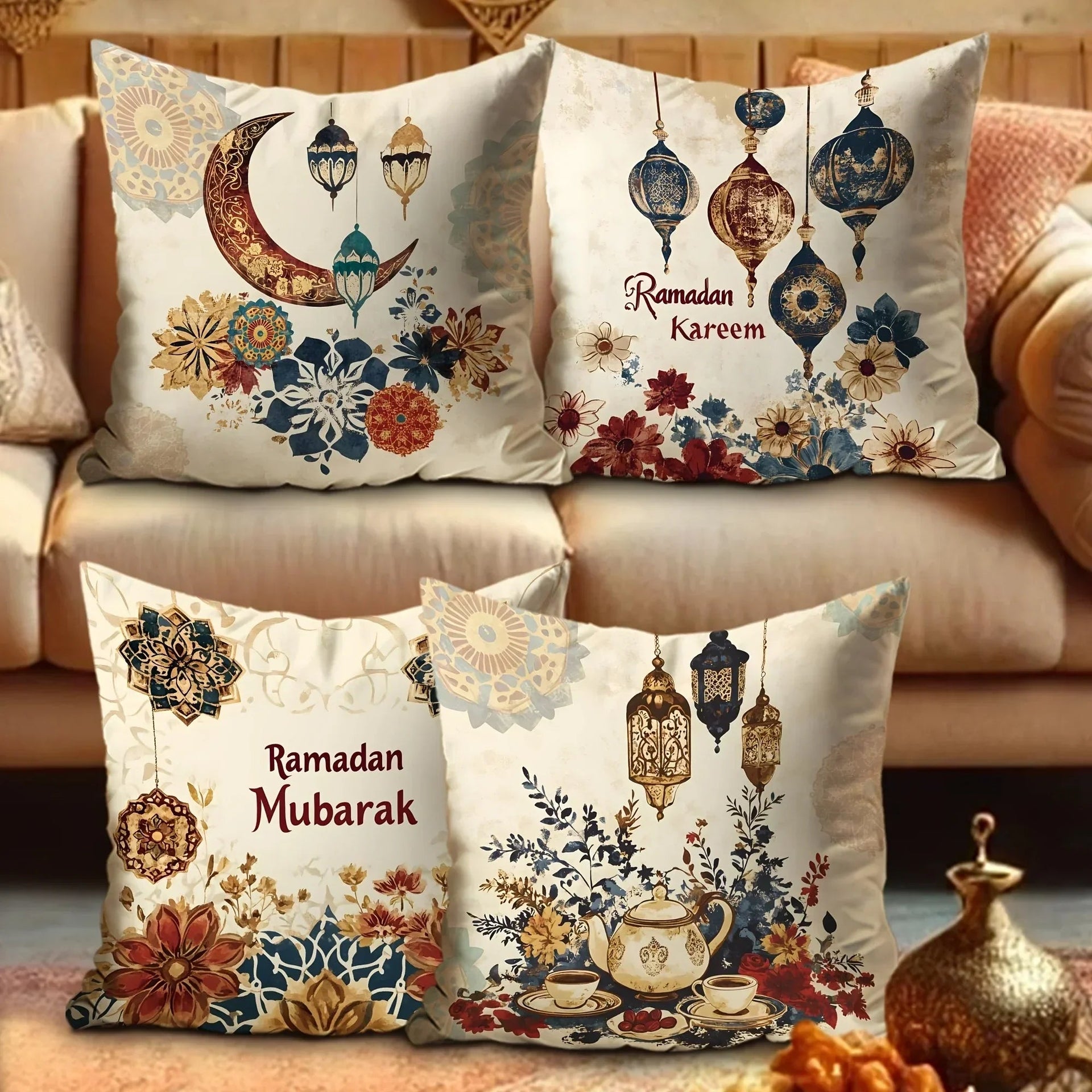 Pillowcase - Floral Polyester Lantern 45cm