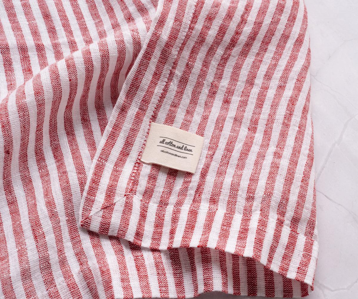 Red Pinstripe Linen Napkins - Set of 4, 8 & More