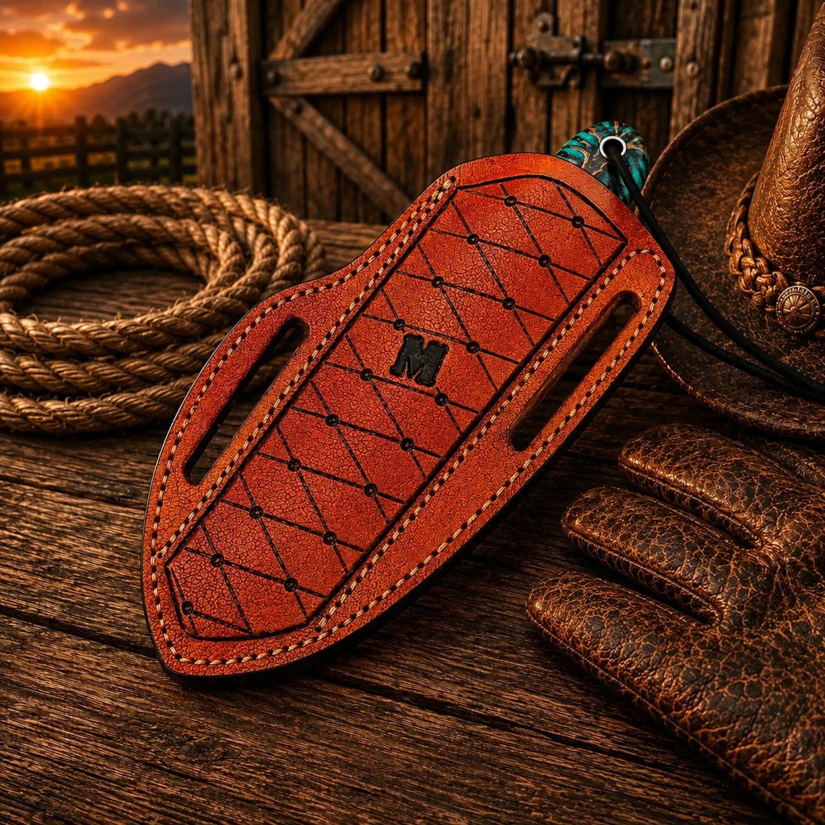Pinecone Cowboy Working Knife – Damascus Steel 3.5