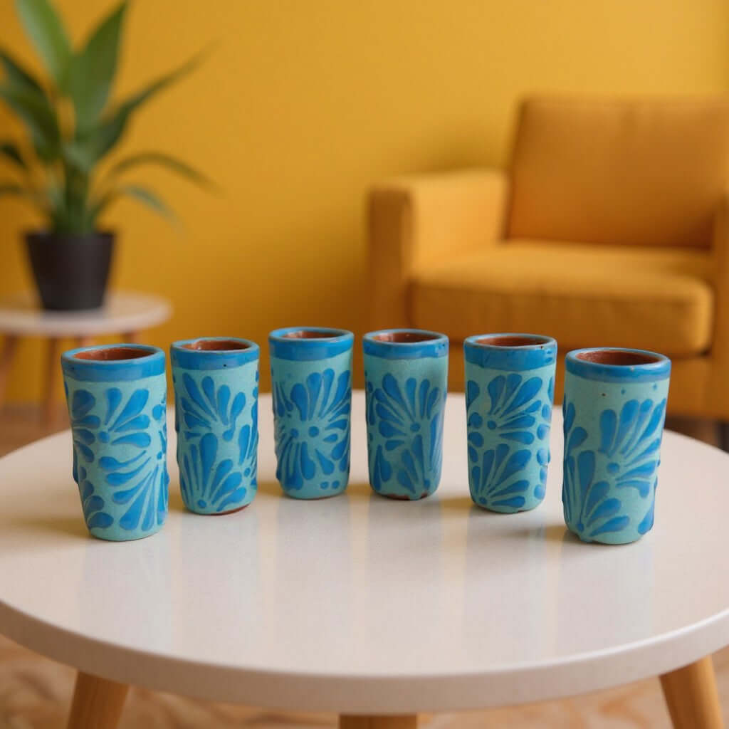 Pink & Blue Talavera Shot Glass Set | Gender Reveal Party Favors