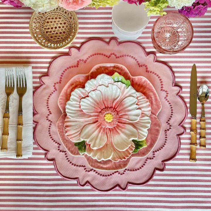 SPRING TABLE DECOR – HARMONY PINK ROUND FABRIC PLACEMAT
