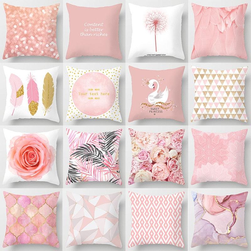 Pink Feather Pillowcase Decorative Sofa Cushion Case Bed Pillow Cover Soft Decorative Square Throw Pillow Cover Cushion Covers Pillow Case Home Decor Decorations for Sofa Couch Bed Chair Home Decor Car Cushion Cover Cute Pillow Case 45X45CM