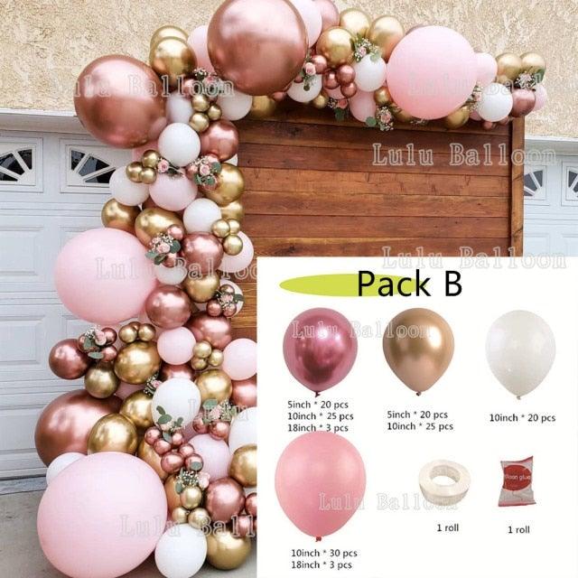 Pink White And Gold Balloon Garland Arch Kit For Bridal Shower Wedding Decors Baby Shower Party Decoration For Girls Birthday