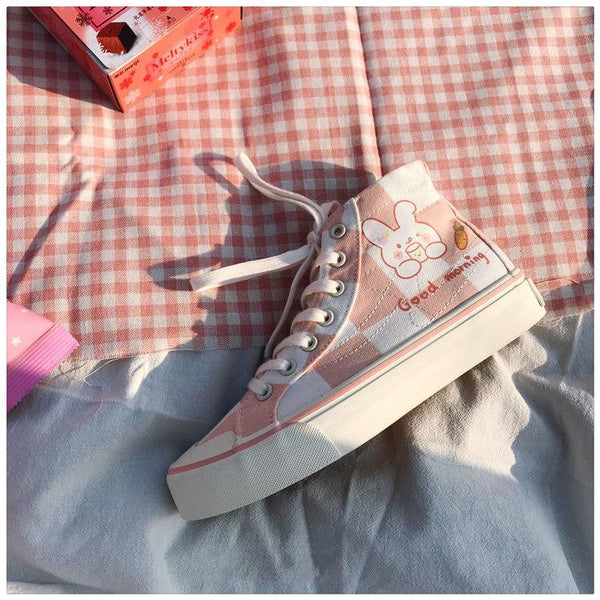 Pink Women's Luxury Canvas Sneakers Flats New Casual Tennis Basketball Canvas Shoes High-top Fashion Sneakers Slip On Walking Shoe Athletic Shoes For Gym Running Work