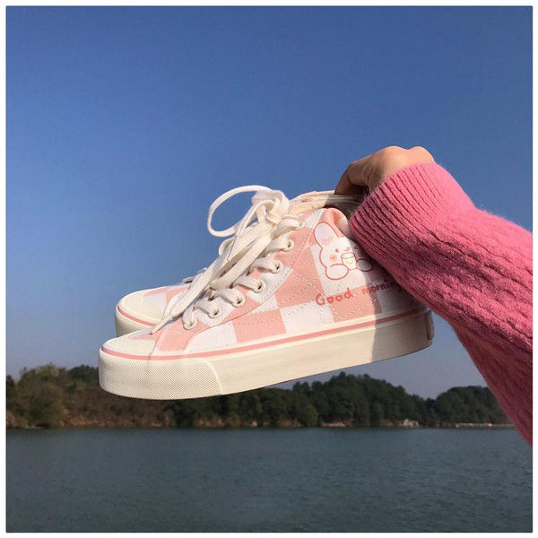 Pink Women's Luxury Canvas Sneakers Flats New Casual Tennis Basketball Canvas Shoes High-top Fashion Sneakers Slip On Walking Shoe Athletic Shoes For Gym Running Work