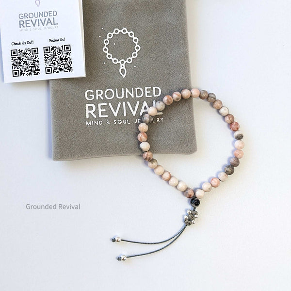 Pink Zebra Jasper Tasbih Bracelet | Women's Dhikr Beads - 33 Beads, 6.5mm