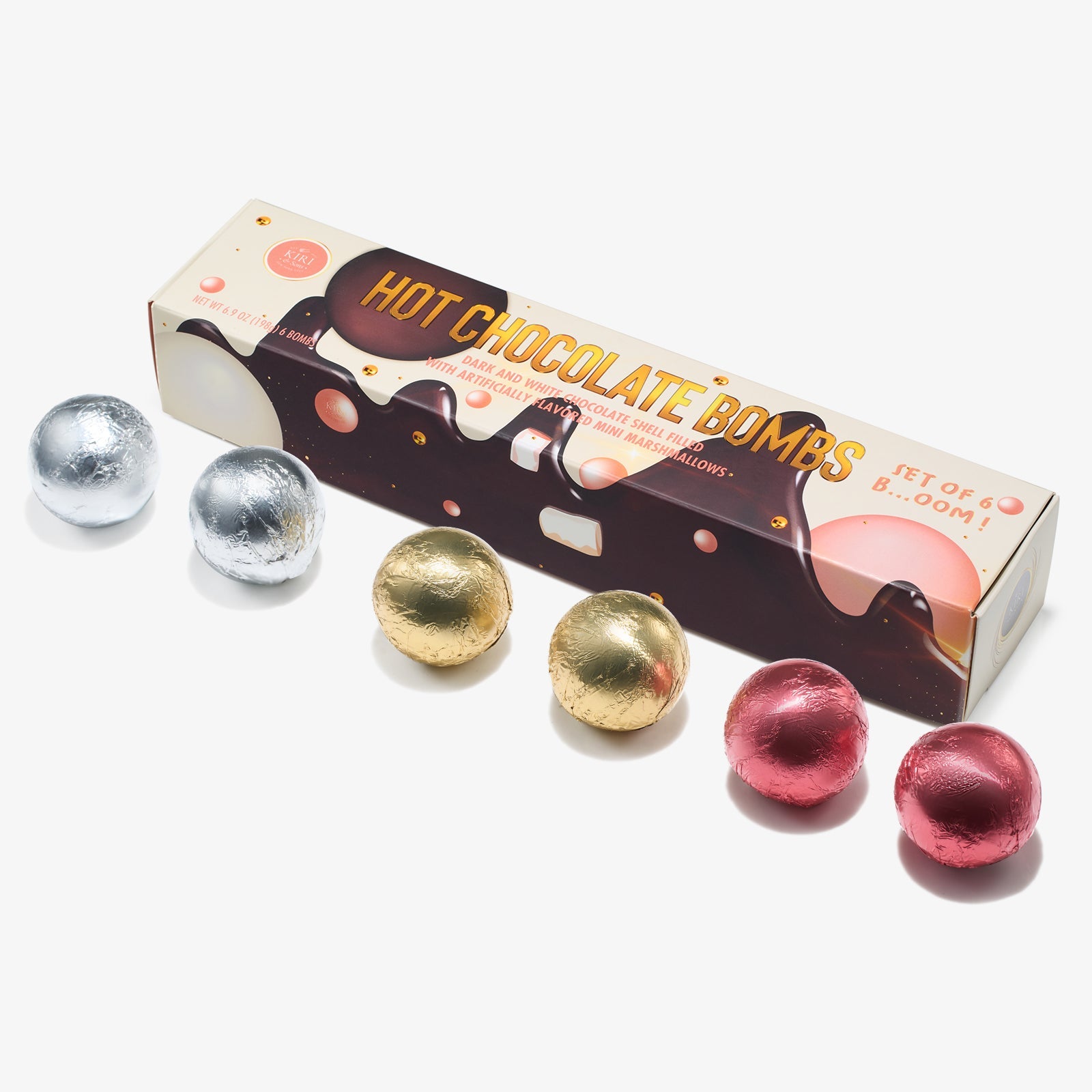 Hot Chocolate Bombs - Set of 6-3 Flavors of White, Fudge Brownie, Strawberry Chocolates - Delicious Cocoa Bombs Filled with Marshmallows - Classic Bomb Gift Set, Melting Marshmallow Delicious Gifts