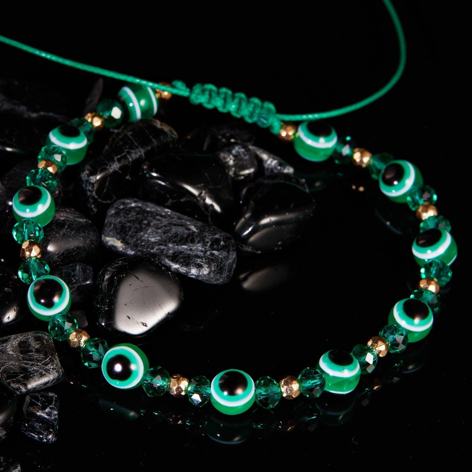 Pinky Promise Blue Bracelet Sets Colorful Crystal Bead Rope Chain Lucky Couple Bracelets Colorful Eye Bracelets Handmade Braided Rope Bracelets For Women Friendship Charm Jewelry