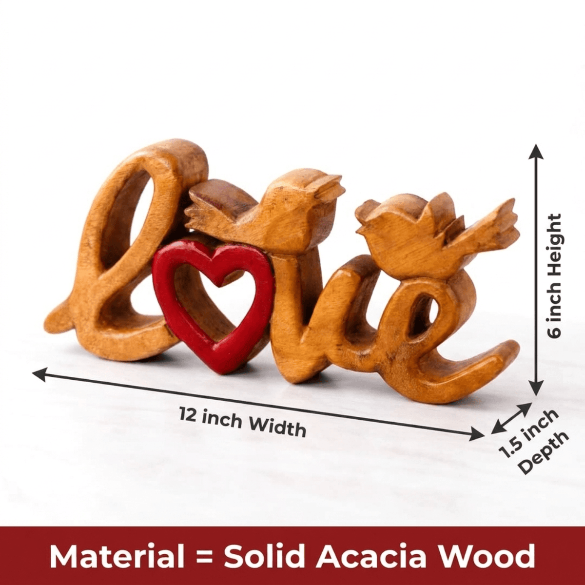 Wooden Love Sign – Amber Affection, Acacia Wood