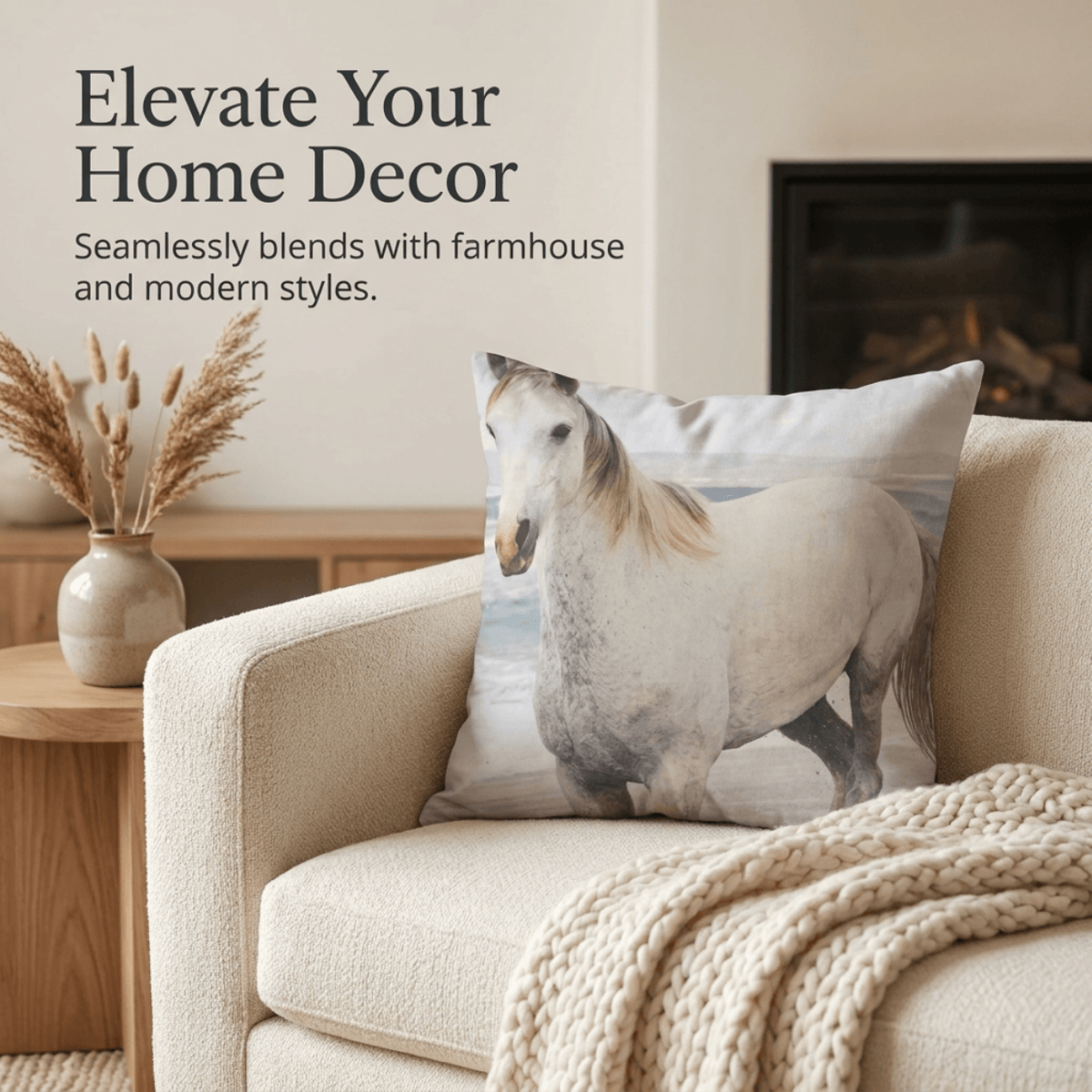 Horse Throw Pillow - 18x18 Inch Decorative Pillow Covers With Nature Inspired Design