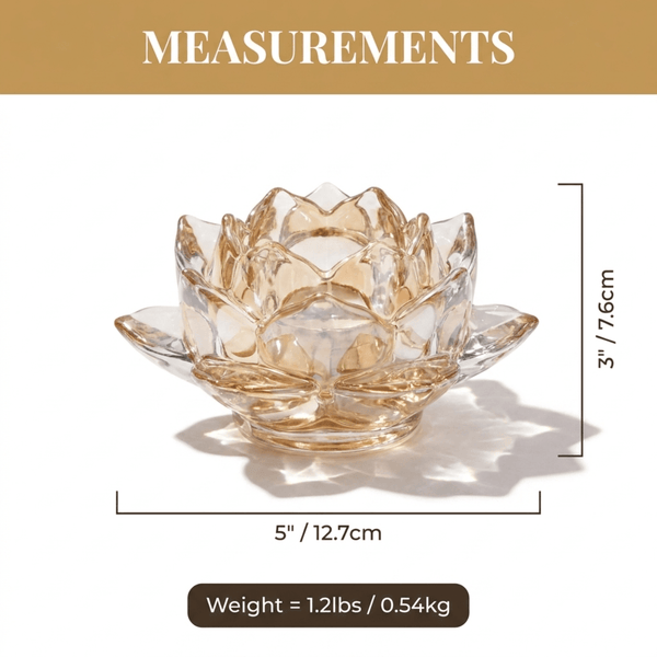 Floral Glass Candle Holder – Elegant Tea Light Holder with Gold Round Base