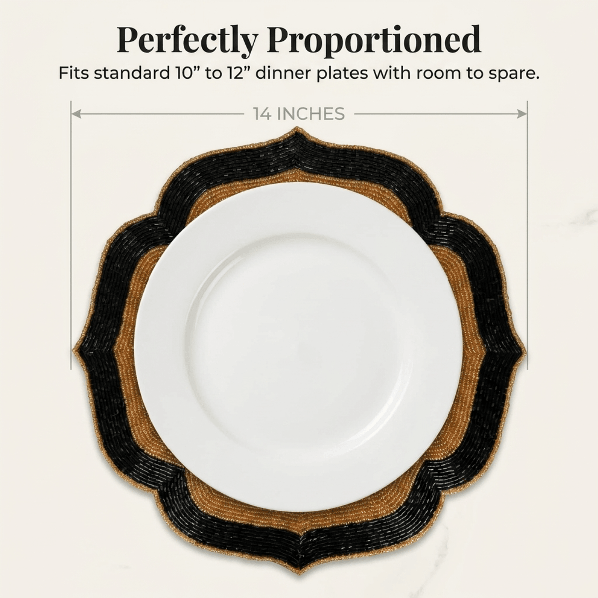 Beaded Placemats – 14 Inch Heat Resistant Copper Black Dining Table Mats