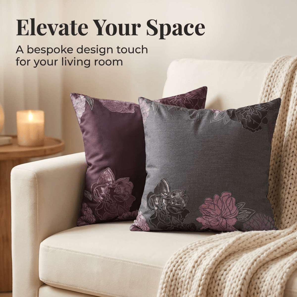 Gray Throw Pillow Covers - Set of 2 or 4 Embroidered Cushion Covers 14 x 20 Inches