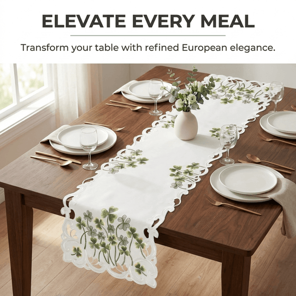 Ivory Table Runner – Clem Collection, Embroidered Linen