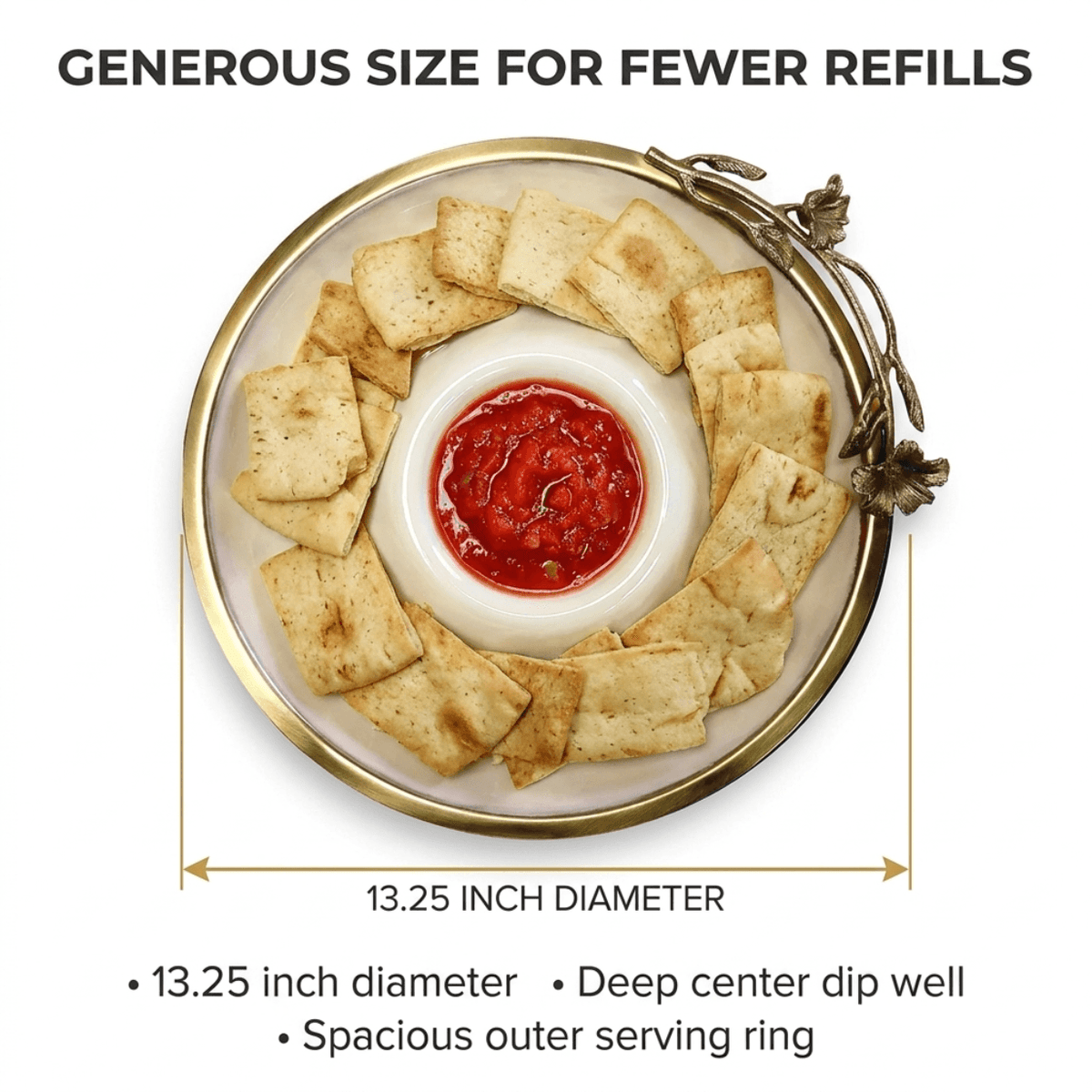Chip and Dip Platter – Large Ceramic Snack Serving Set with Rosemary Accent