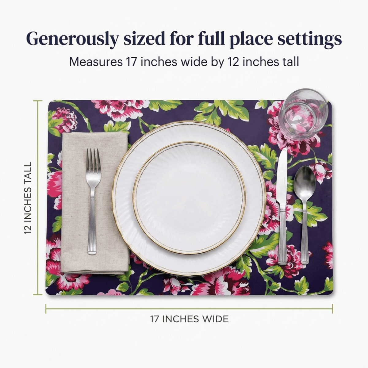 Floral Cork Placemats – Heat Resistant, Cork Backed Indoor Outdoor Mats