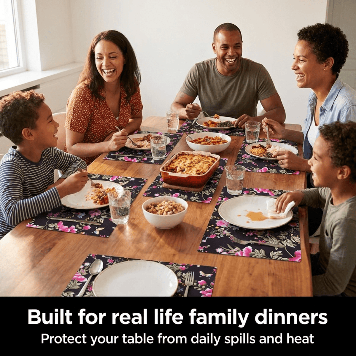 Floral Cork Placemats – Cork Backed, Heat Resistant Indoor Outdoor Table Mats