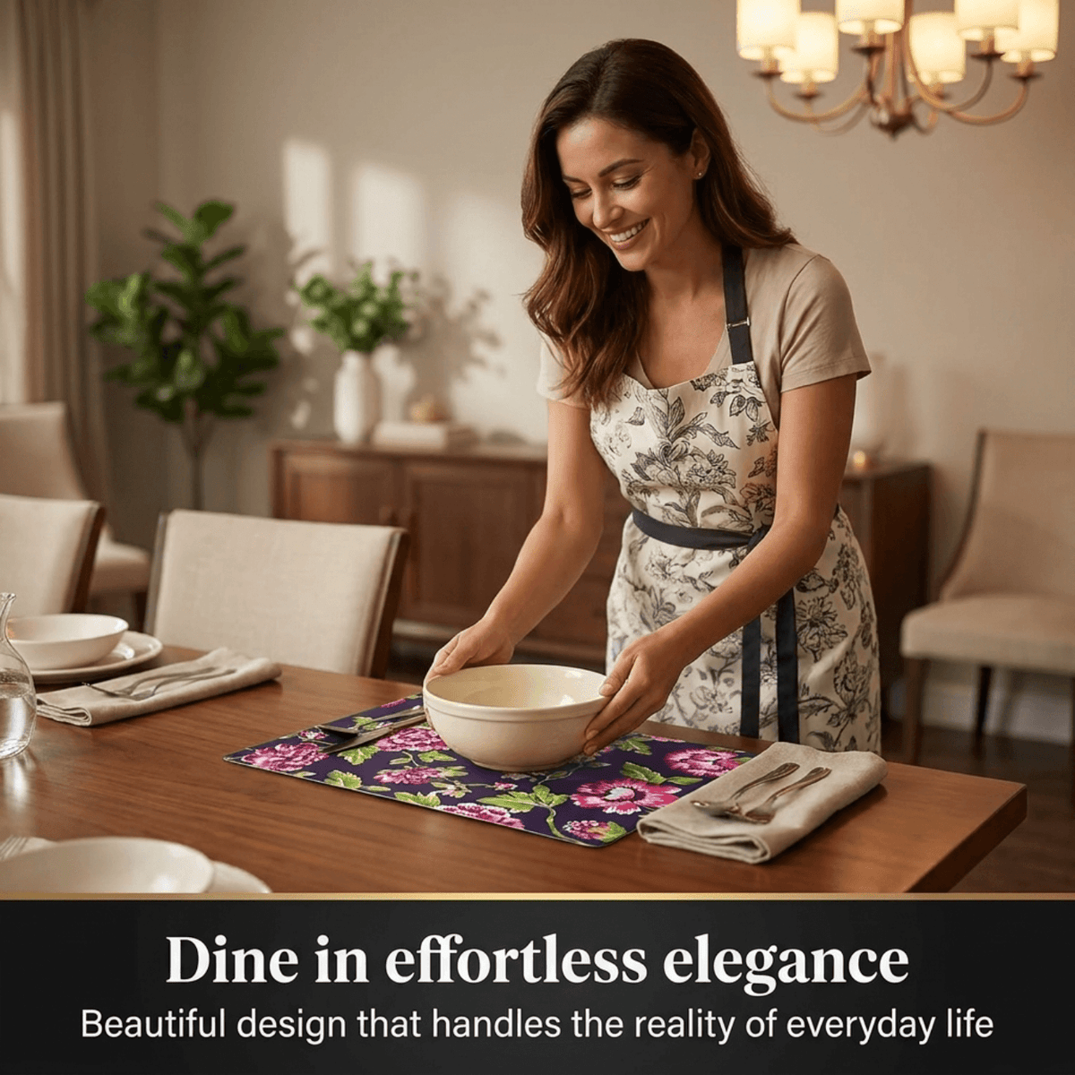Floral Cork Placemats – Heat Resistant, Cork Backed Indoor Outdoor Mats