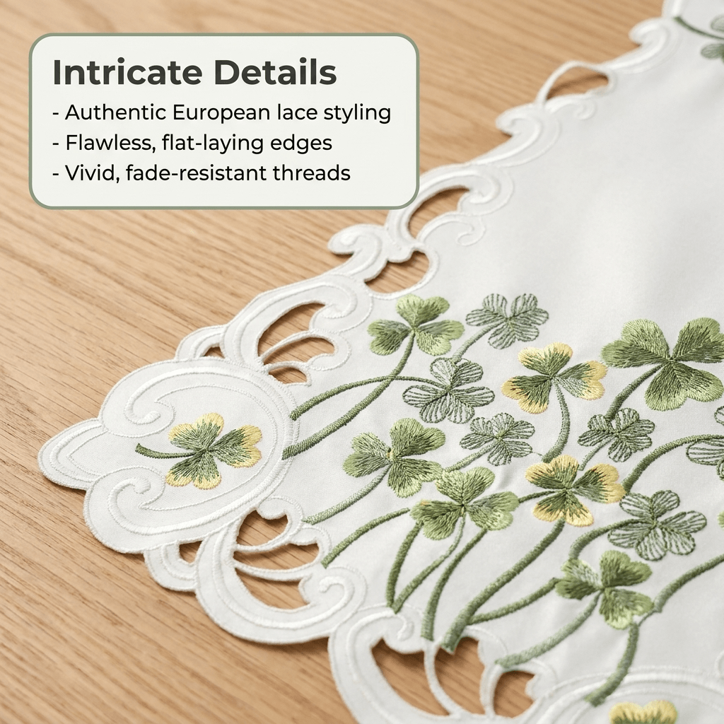 Ivory Table Runner – Clem Collection, Embroidered Linen
