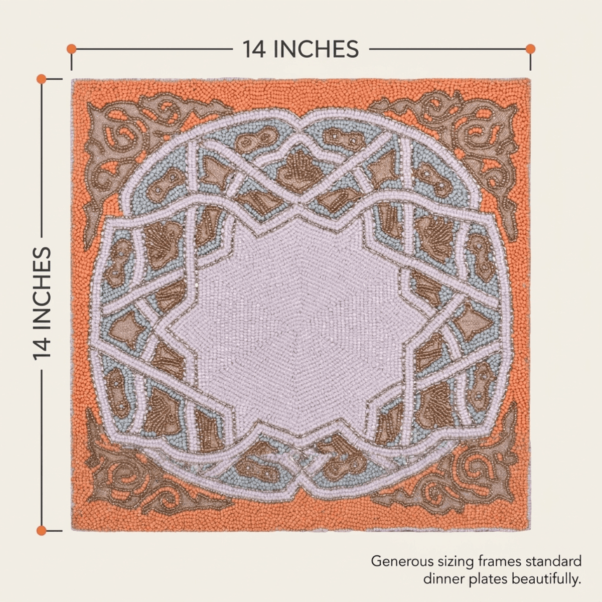Beaded Placemats - Handmade Embroidered Satin Backing, Scratch & Heat Resistant