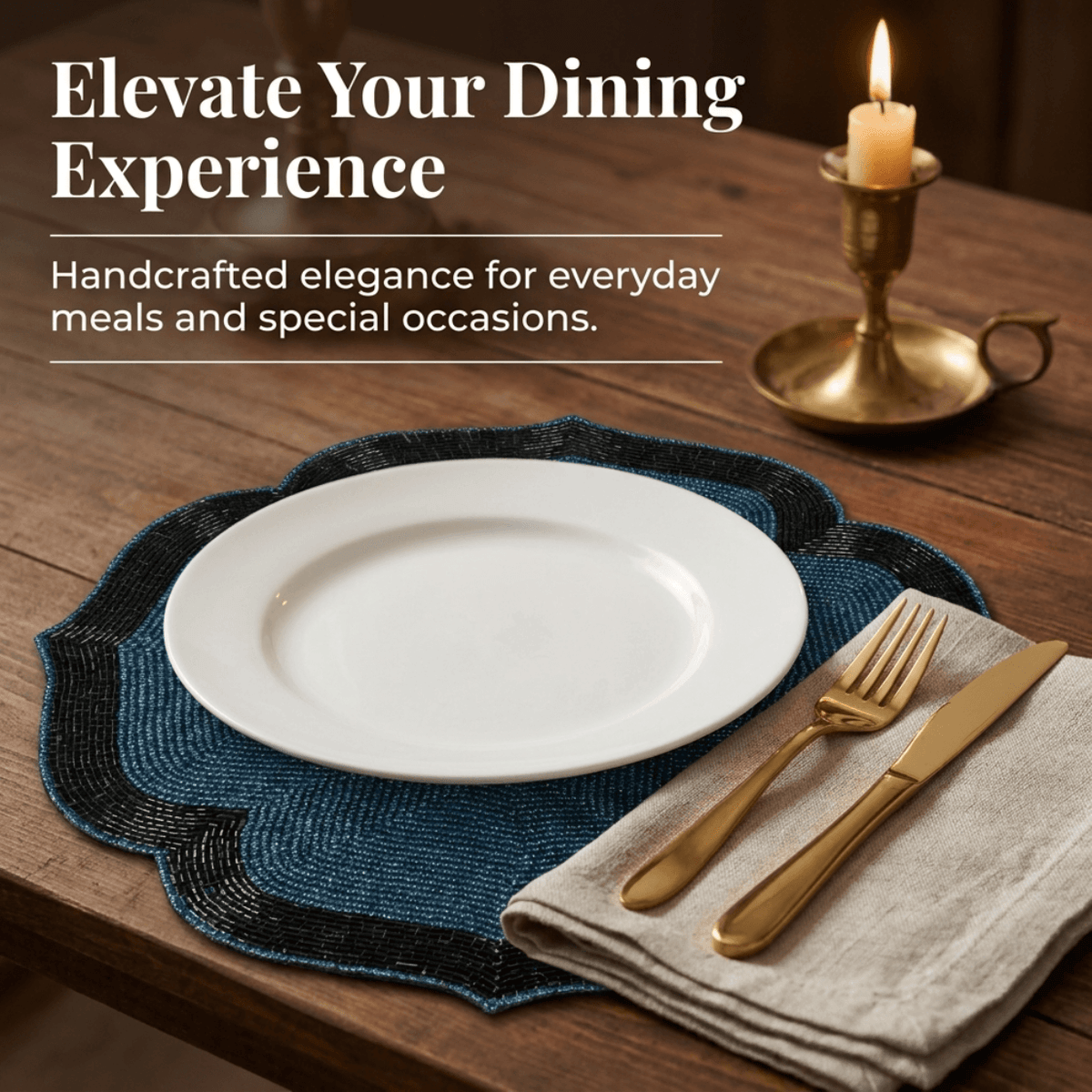 Beaded Placemats – 14 Inch Heat Resistant Dining Table Mats | Elegant Handmade Design