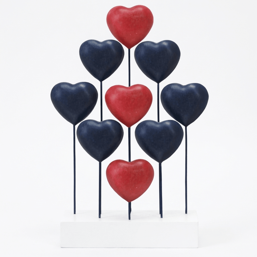 Wooden Heart Sculpture – Liberty Hearts, USA Flag