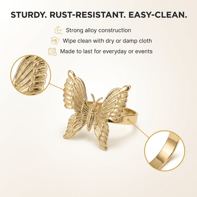 Gold Butterfly Napkin Rings – Golden Flutter