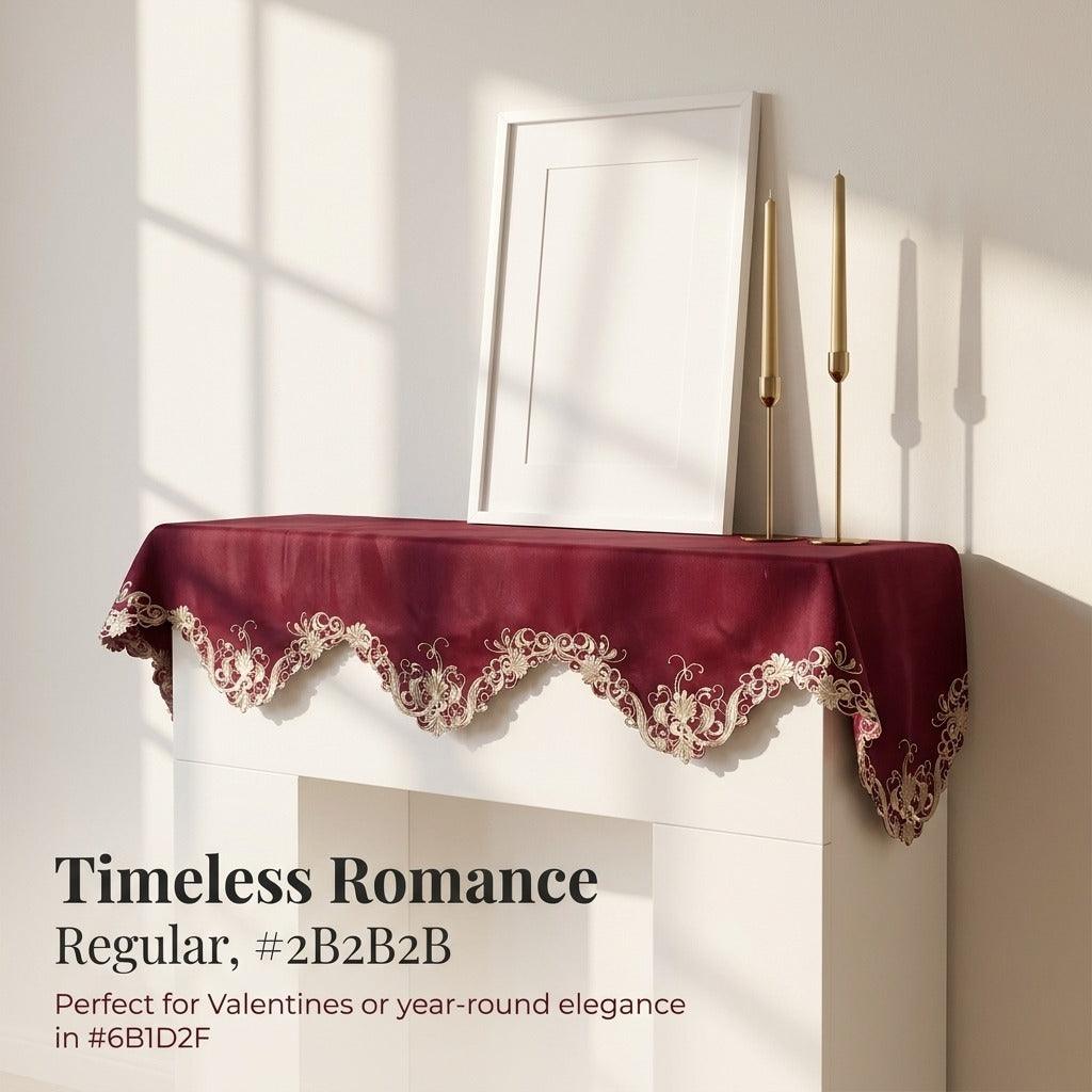 Burgundy Gold Mantel Scarf – Burgundy Charm, 18x90 Inch