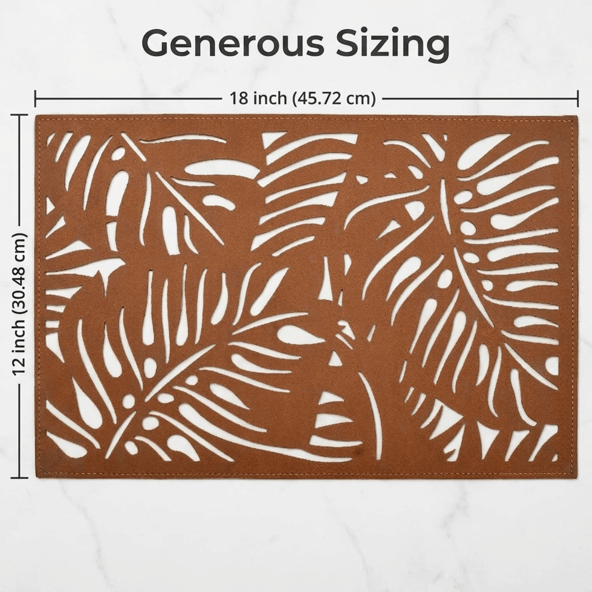 Leather Placemats - Monstera Leaf Design | Set of 6 PU Embossed Mats