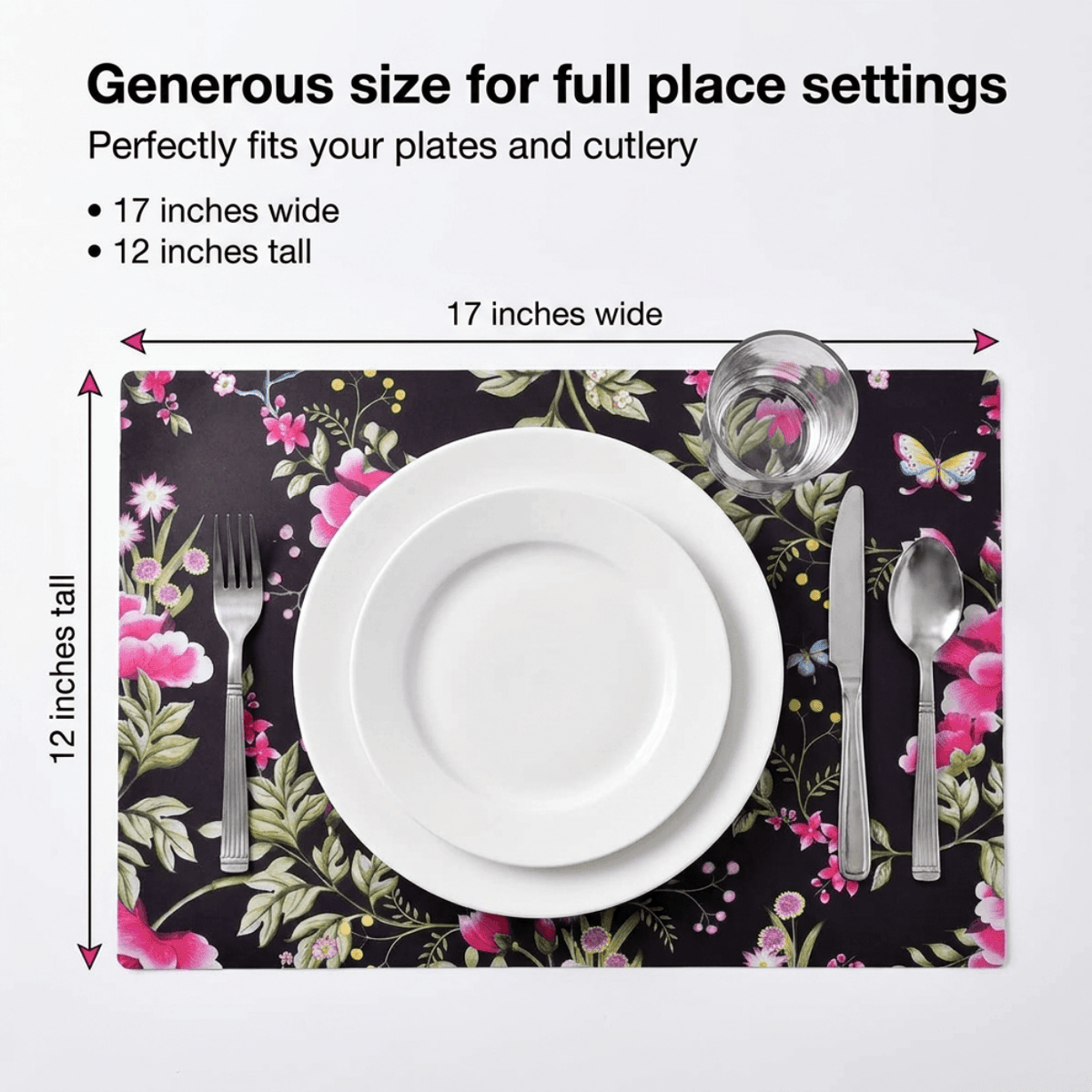 Floral Cork Placemats – Cork Backed, Heat Resistant Indoor Outdoor Table Mats