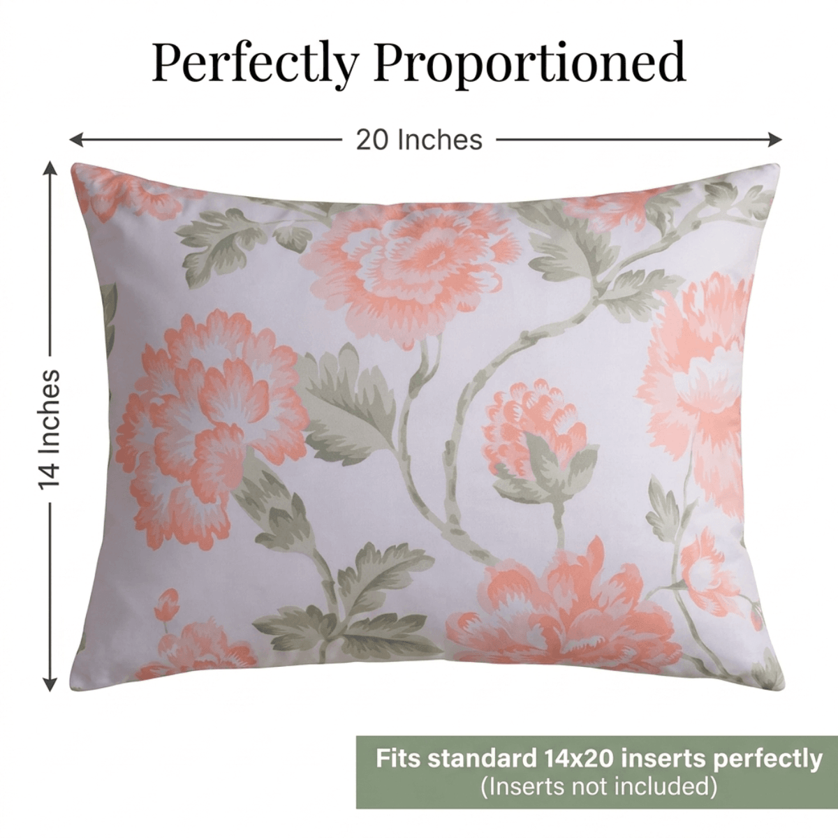 Floral Throw Pillow - 20 x 20 Decorative Pillow Covers With Zipper Closure