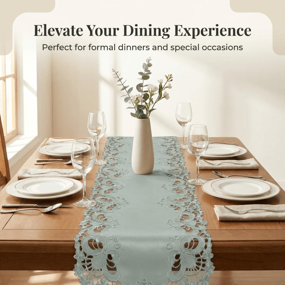 Gray Table Runner – Creola Collection, 14x108 Inch