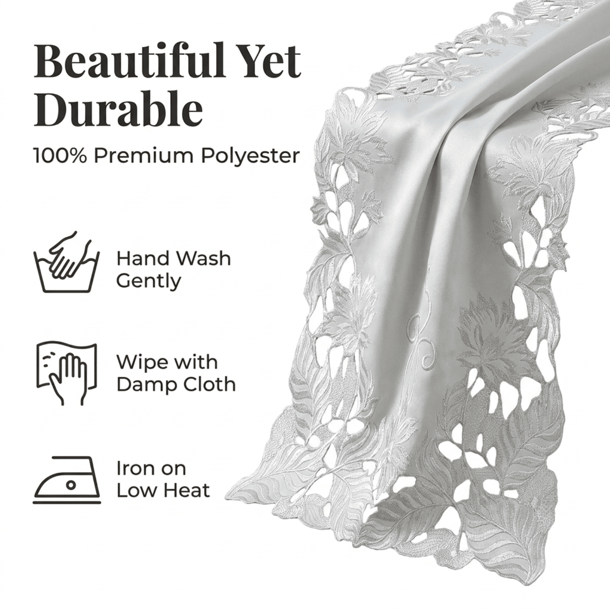 Gray Table Runner – Corda Collection, 14x108 Inch