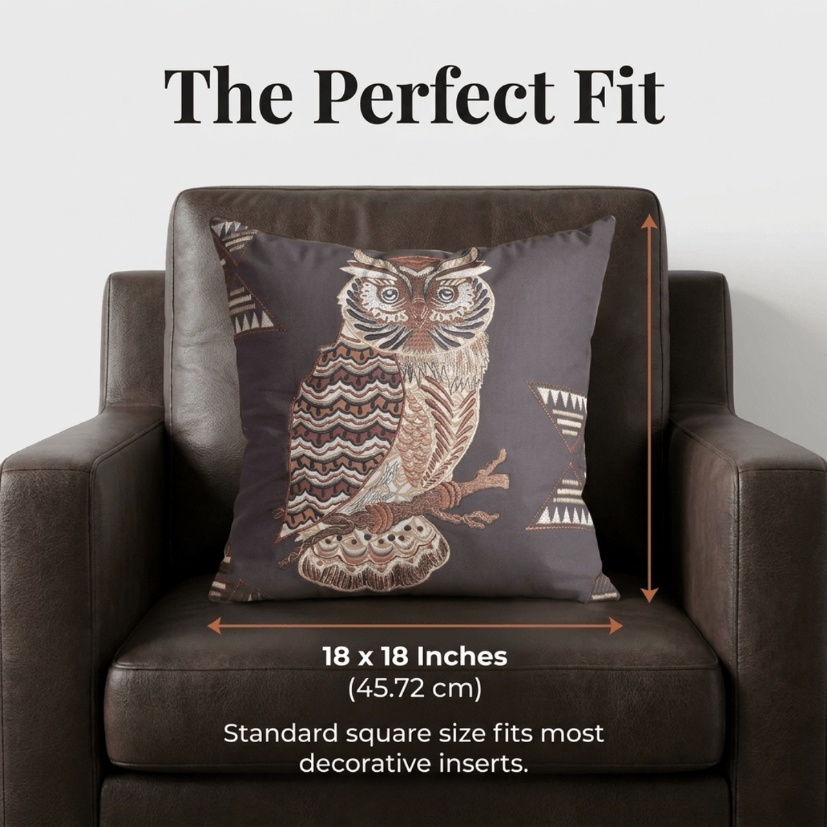 Owl Throw Pillow Covers - Set of 2 or 4 Decorative 18 x 18 Inch Cushions
