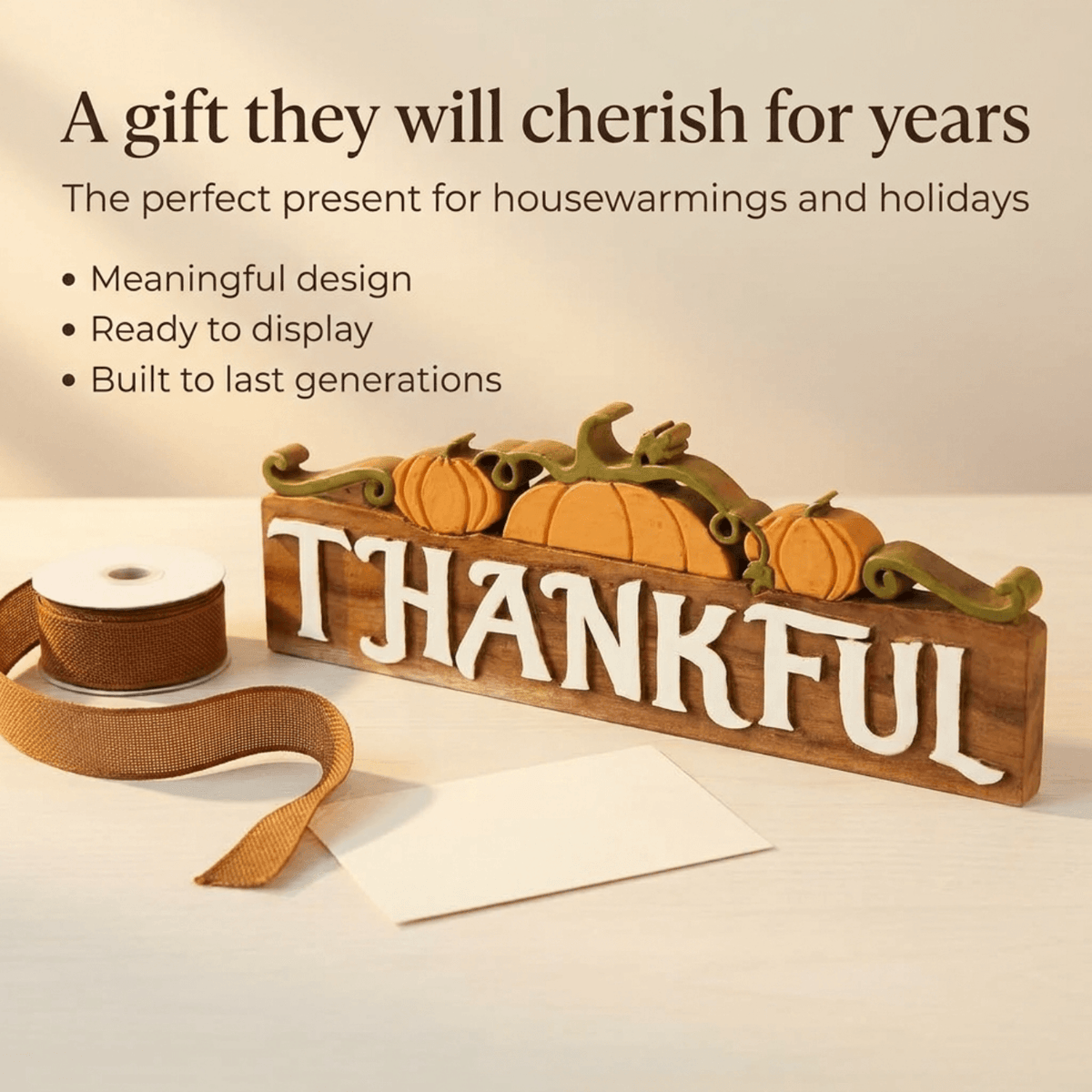 Wooden Sculpture – Grateful Heart, Acacia Wood