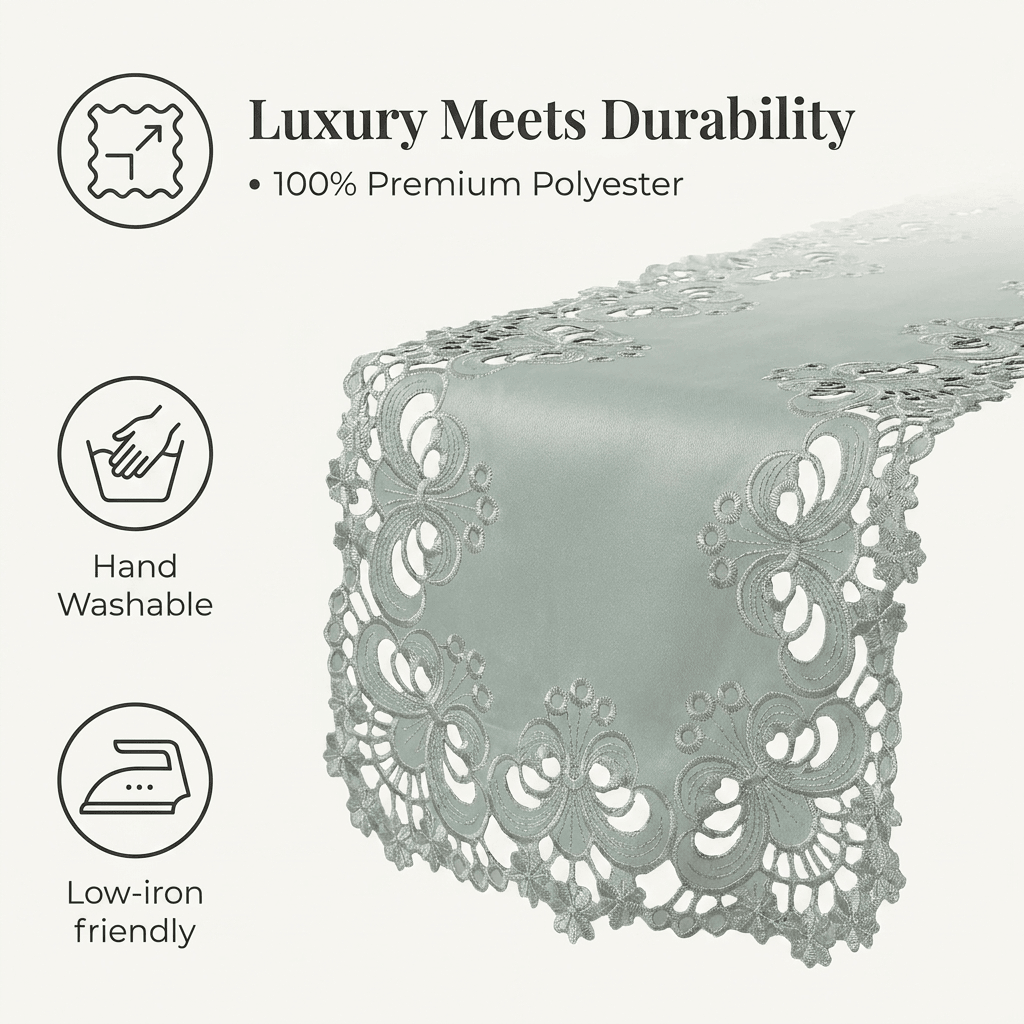 Gray Table Runner – Creola Collection, 14x108 Inch