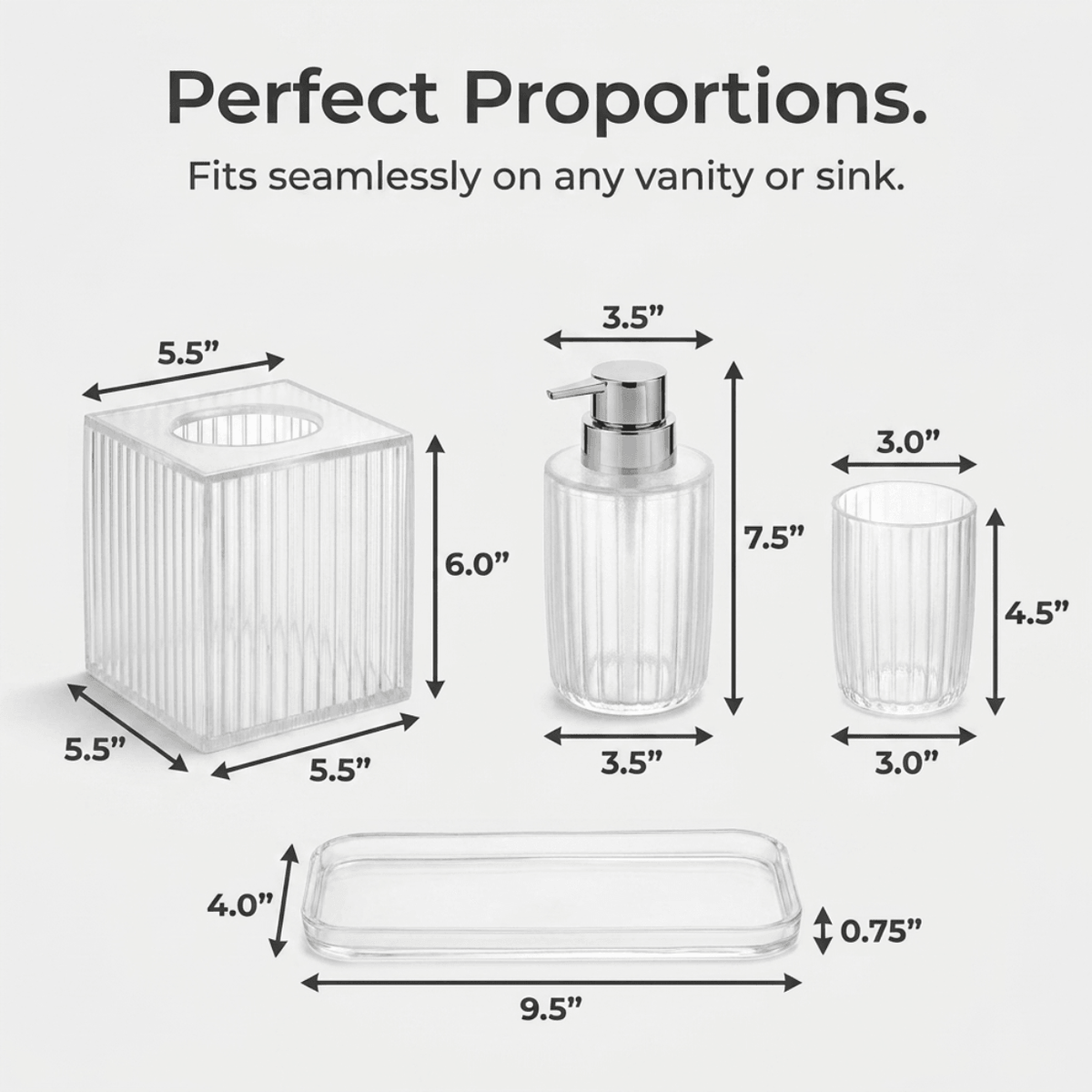 Acrylic Bathroom Set – Shirah, 4 Piece