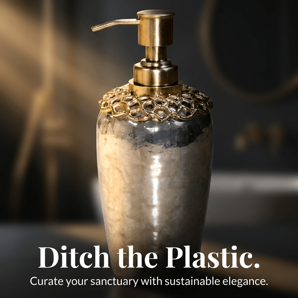 Glass Soap Dispenser – Arabesque Harmony, Brass