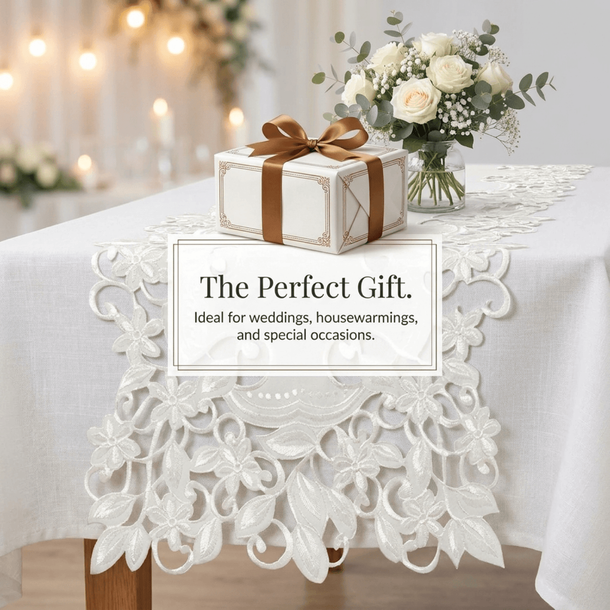 White Table Runner – Darvin Collection, 14x108 Inch