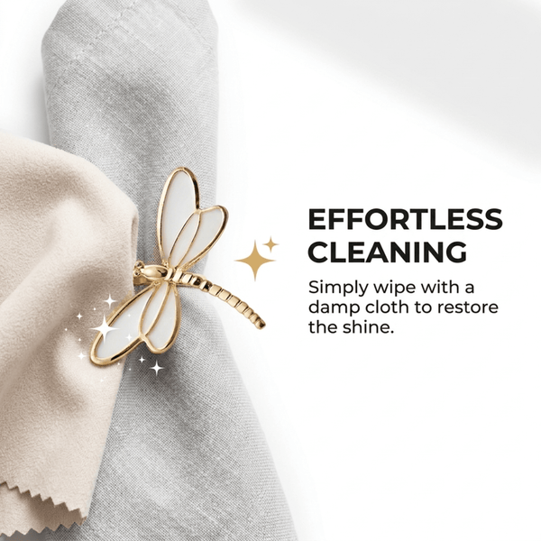 Gold Dragonfly Napkin Rings – Ivory Flight