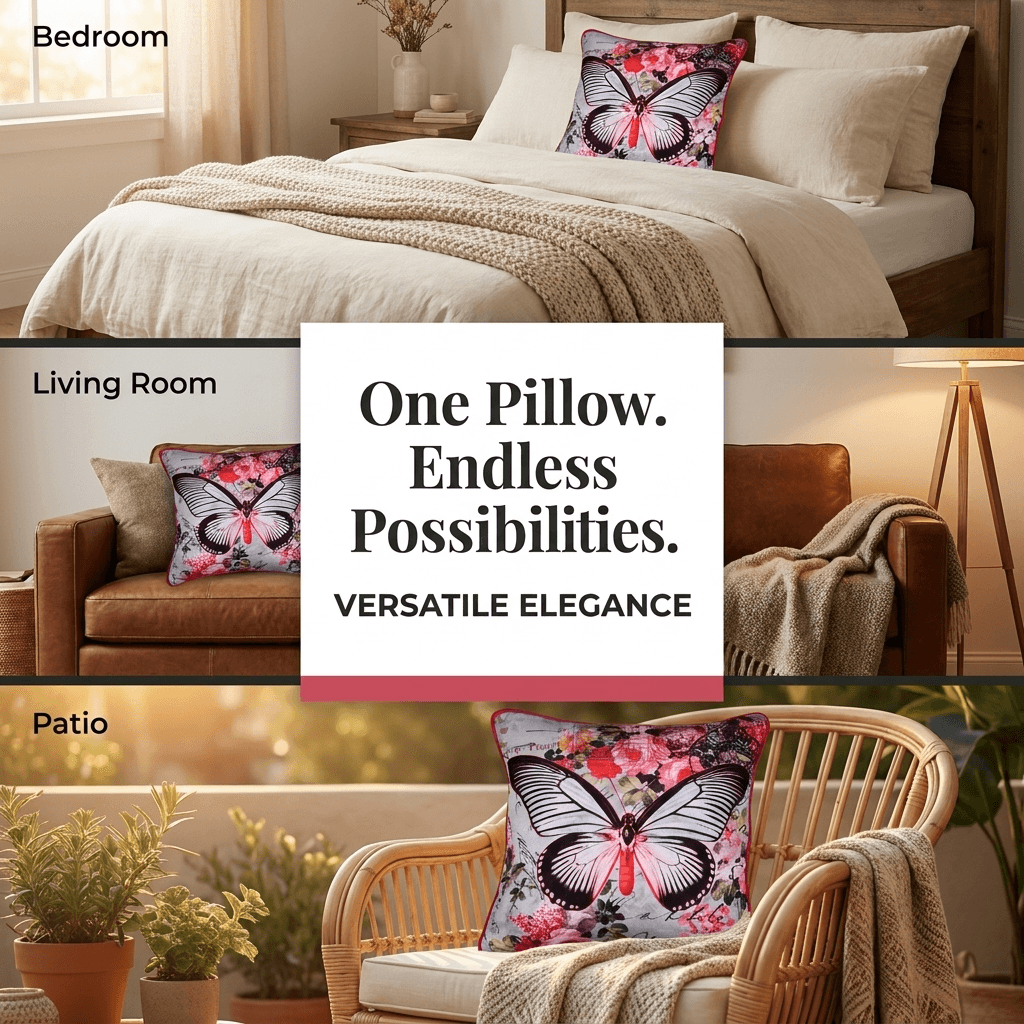 Butterfly Throw Pillow - 18x18 Inch Decorative Pillow Covers With Zipper Closure