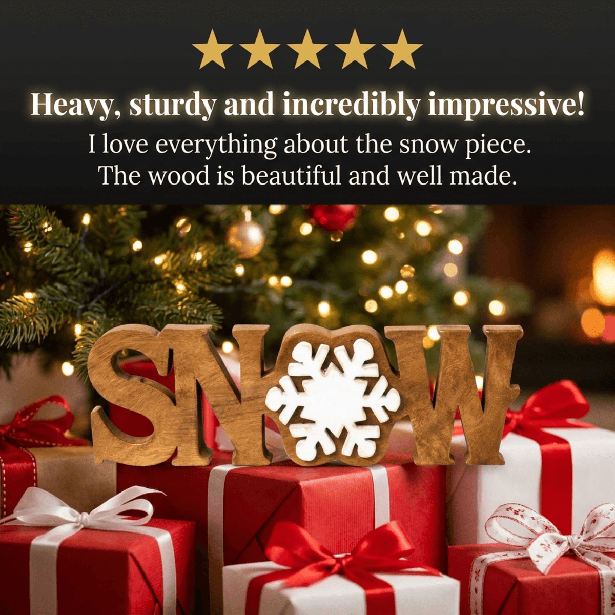 Wooden Snow Sign – Winter Grace, Acacia Wood
