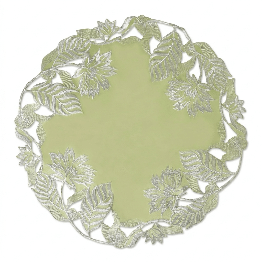 Light Green Linen Doilies – Daulton, 15 Inch