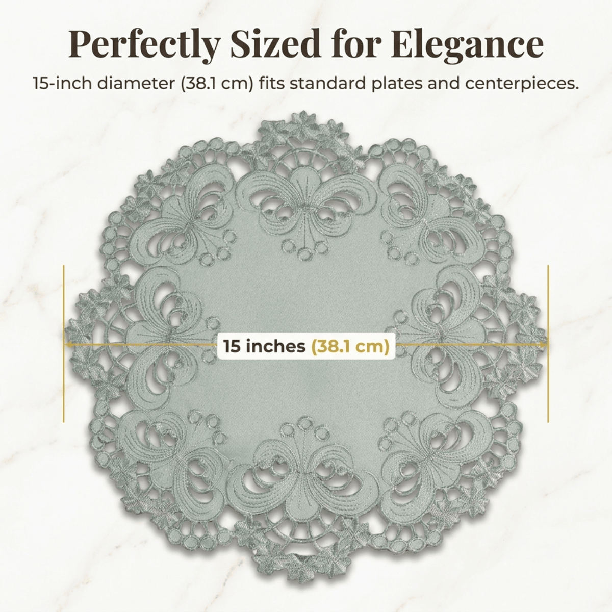 Gray Round Doilies – Creola Collection, 15 Inch