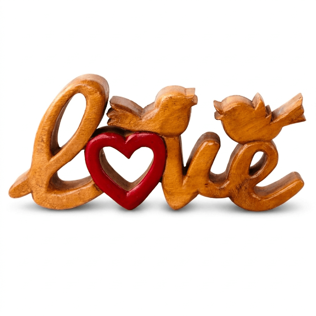 Wooden Love Sign – Amber Affection, Acacia Wood