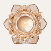 Floral Glass Candle Holder – Elegant Tea Light Holder with Gold Round Base