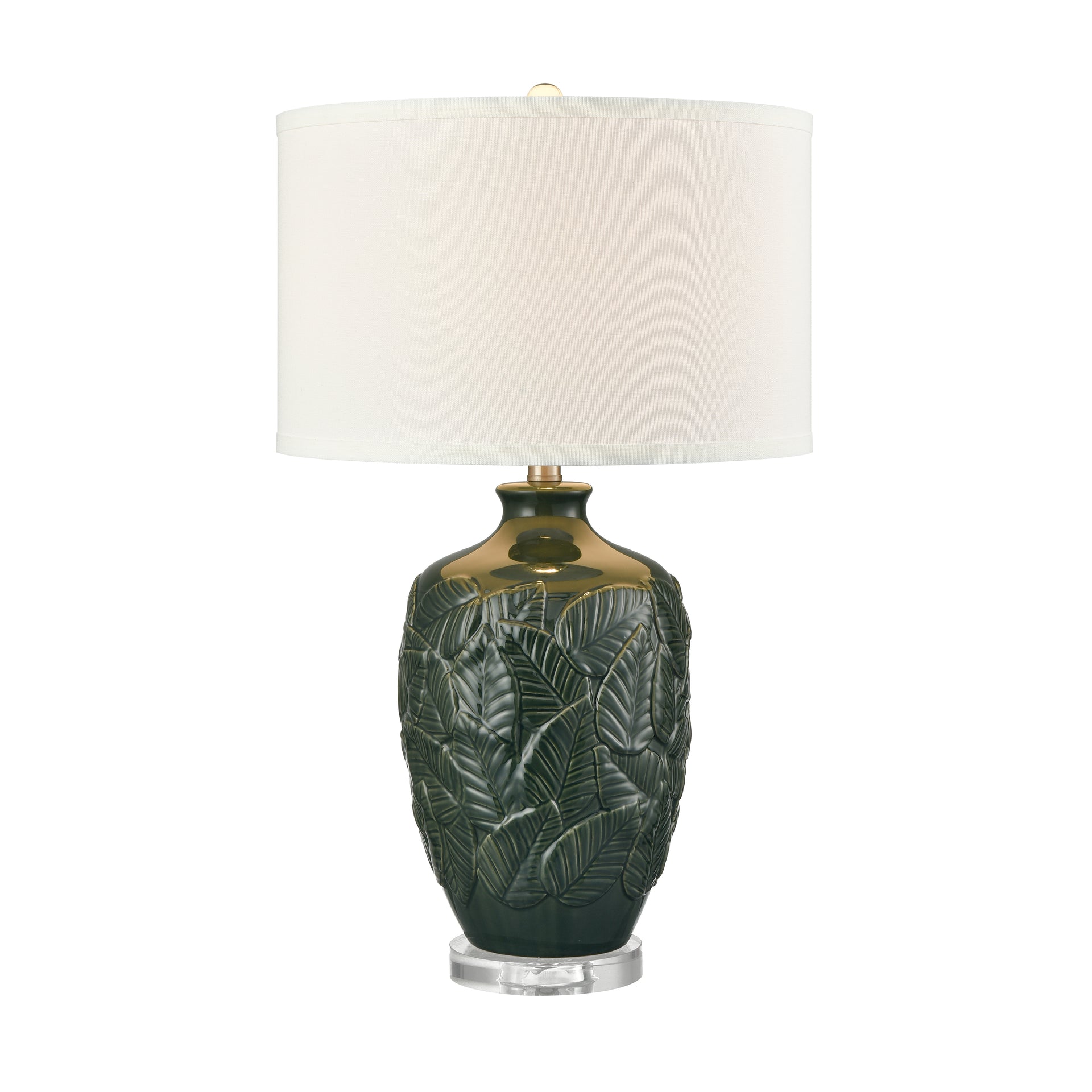 Goodell 27.5'' High 1-Light Table Lamp - Green Glaze and Drum Shade
